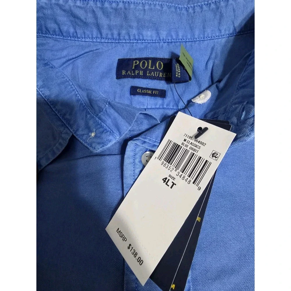 Polo Ralph Lauren Garment Dyed Blue Oxford Button Down Shirt Men's Size 4XLT NWT